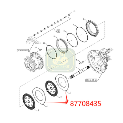 Diferencial de travagem dianteira 8 mm 87708435 Placa de travagem para carregador de retroescavadeira