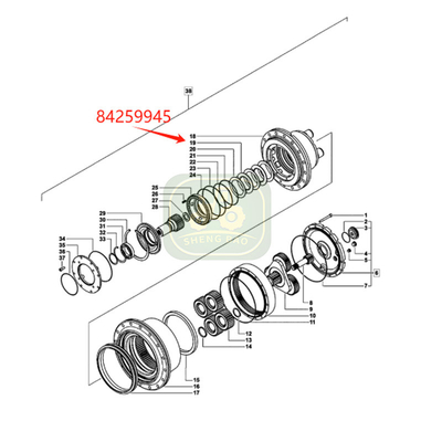 Substituições de hub planetário 28T 84259945 Disco de travagem para máquina