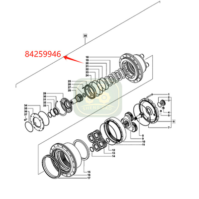 Substituição do eixo planetário 4T 84259946 Disco de travagem para máquina