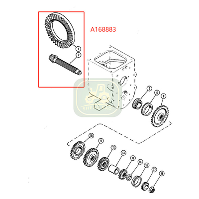 Partes de transmissão do eixo dianteiro 7/47 T A168883 Bevel Gear para carregador de retroescavação