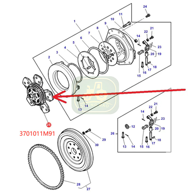 Sistema de embraiagem de substituição durável 3701011M91 Disco de embraiagem para MF Tractor