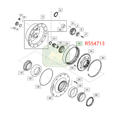 Sistema de accionamento 70T R554713 R229687 Engrenagem de engrenagem para tractor JD
